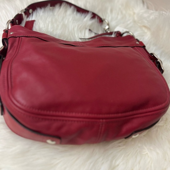 Coach Cherry Red Leather Shoulder Bag #F12071 - Picture 2 of 14